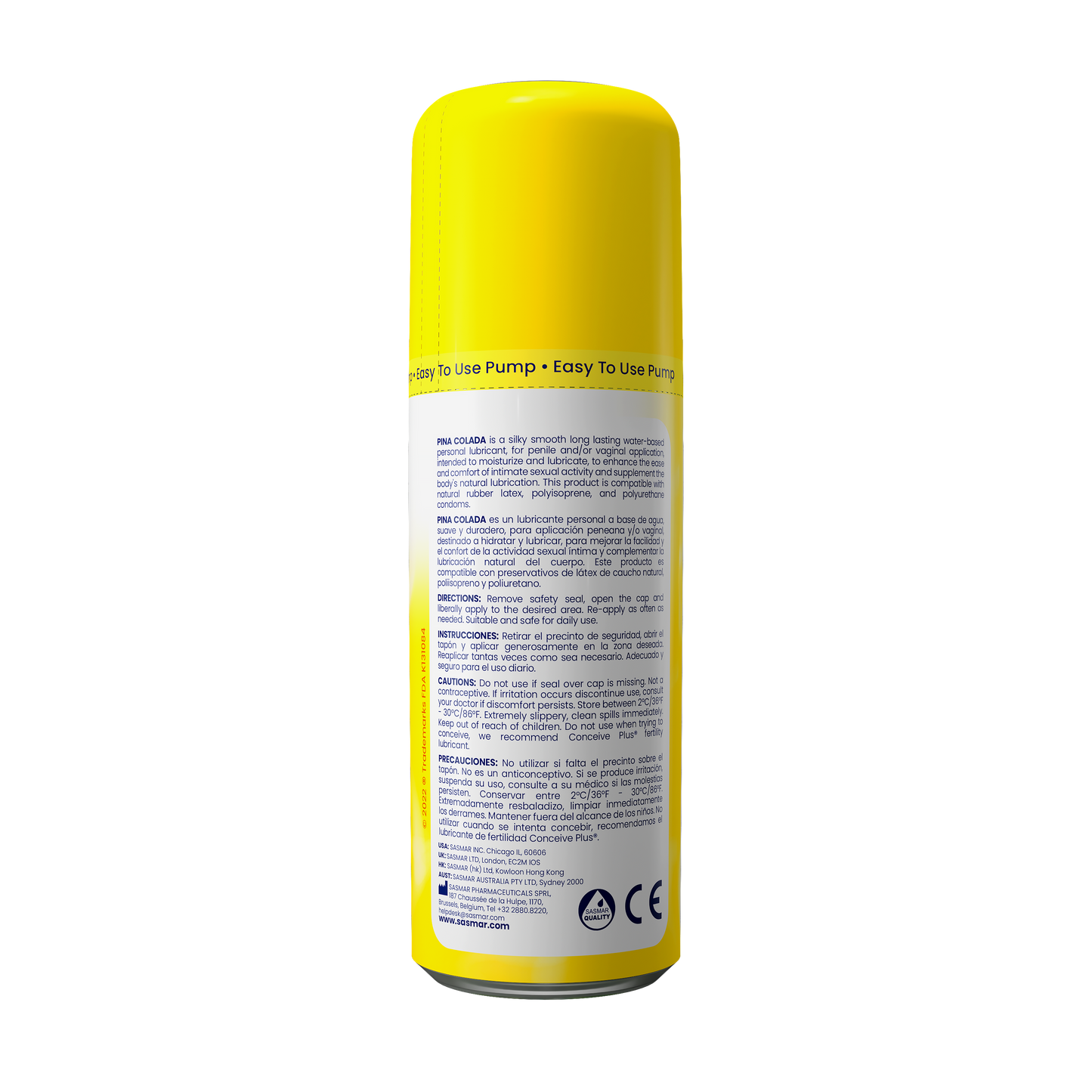 Sasmar Pina Colada Flavor Personal Lubricant